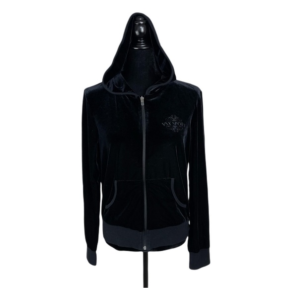 Victoria’s Secret VSX Sport Black soft Velvet Full Zip Up Jacket Hoodie Size M - Picture 2 of 12